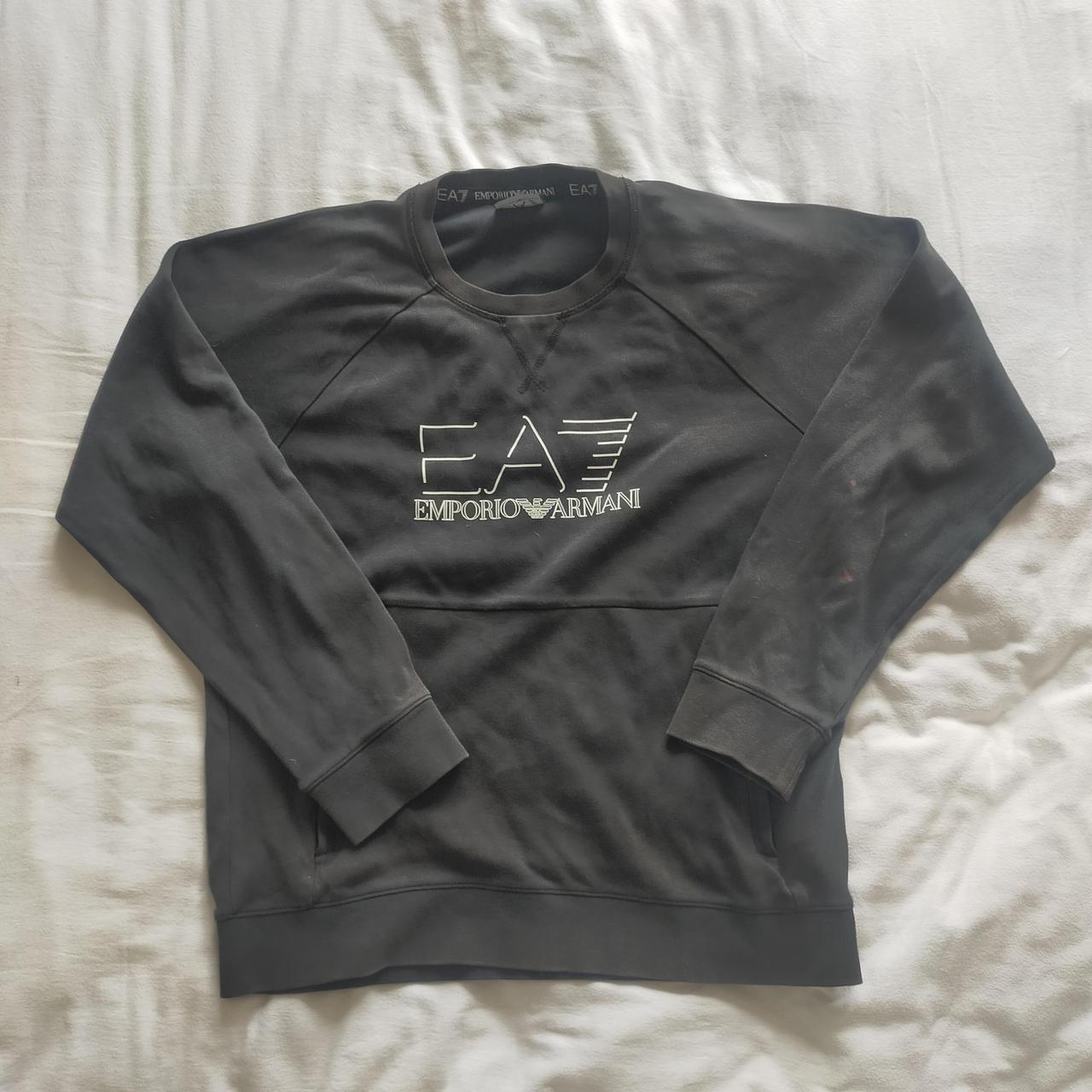 Emporio Armani black crewneck 2 zip pockets Great... - Depop