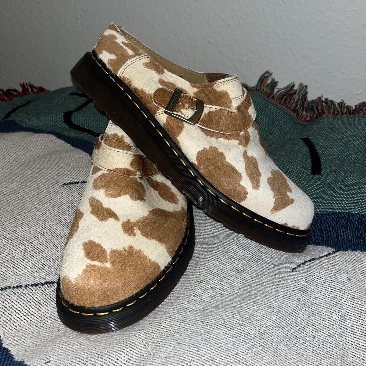 Isham Doc Martens Cow Print Sandals MARTENS ISHAM, (JERSEY COW PRINT HAIR  ON)