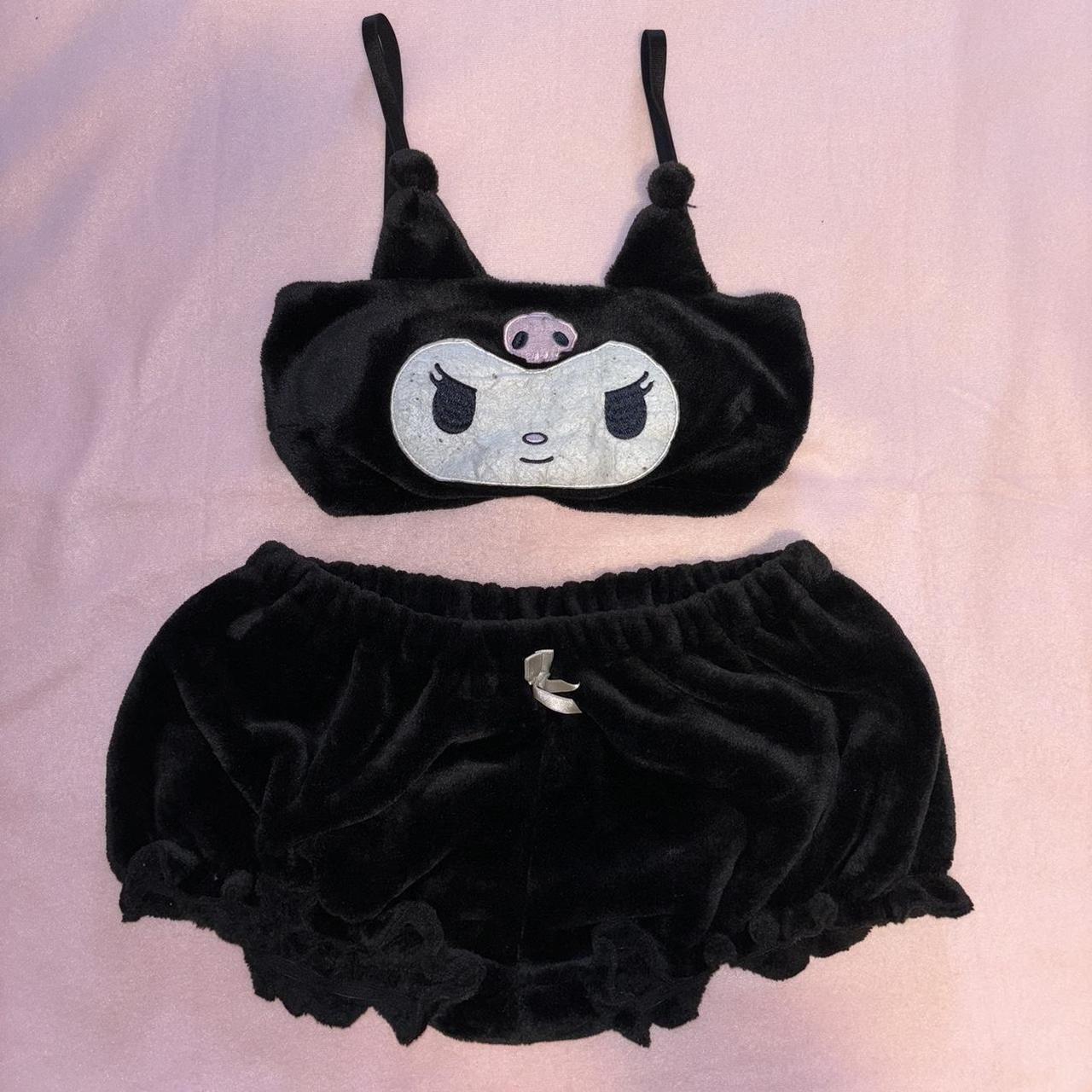 Kuromi fuzzy pajama set the top it padded and... - Depop