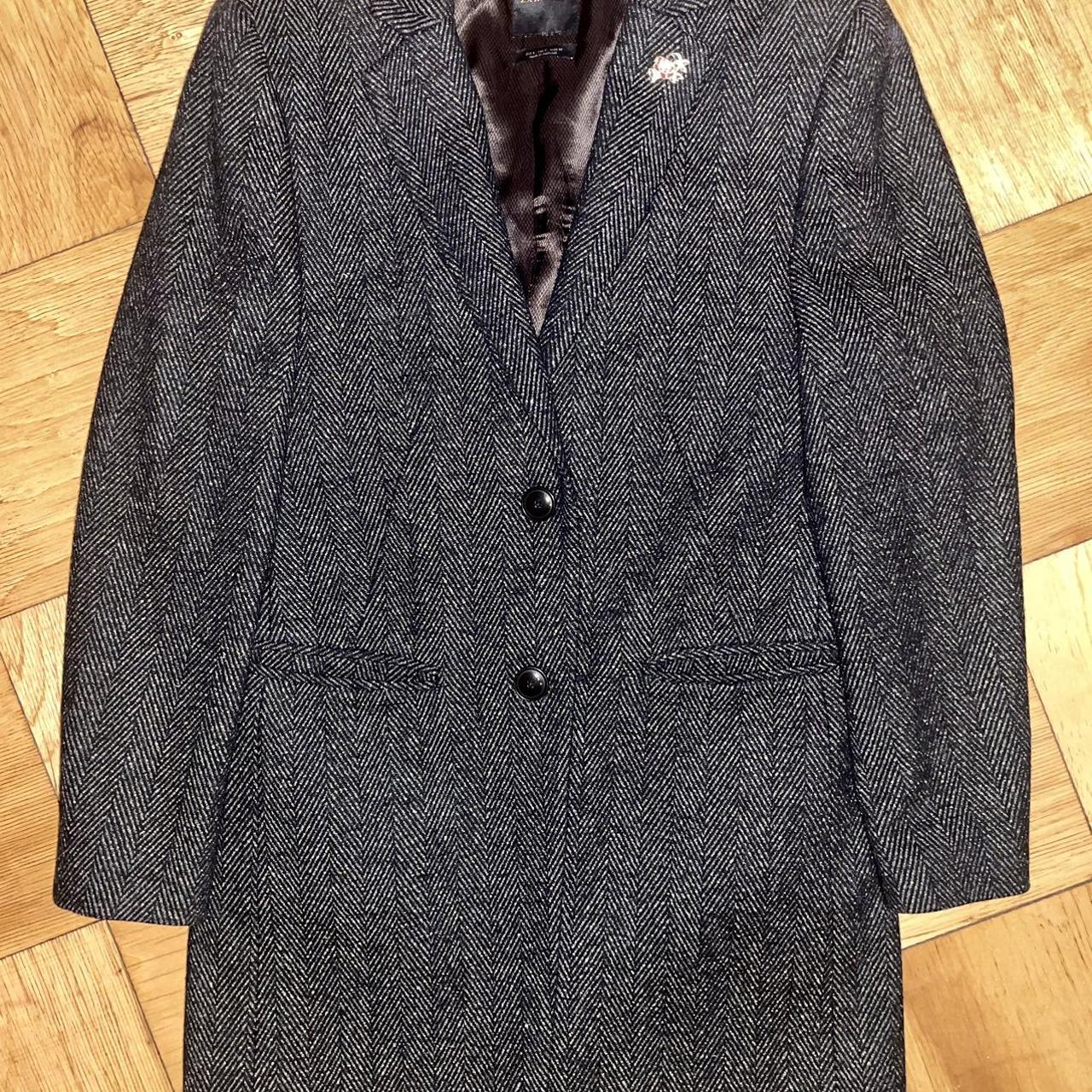 Zara Men's Grey and Black Coat | Depop