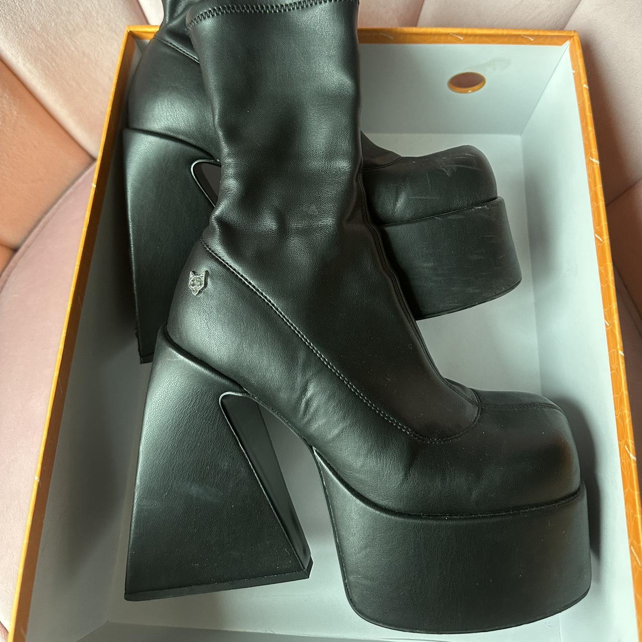 Naked Wolfe Jade Black Stretch Boots Size Worn A Depop