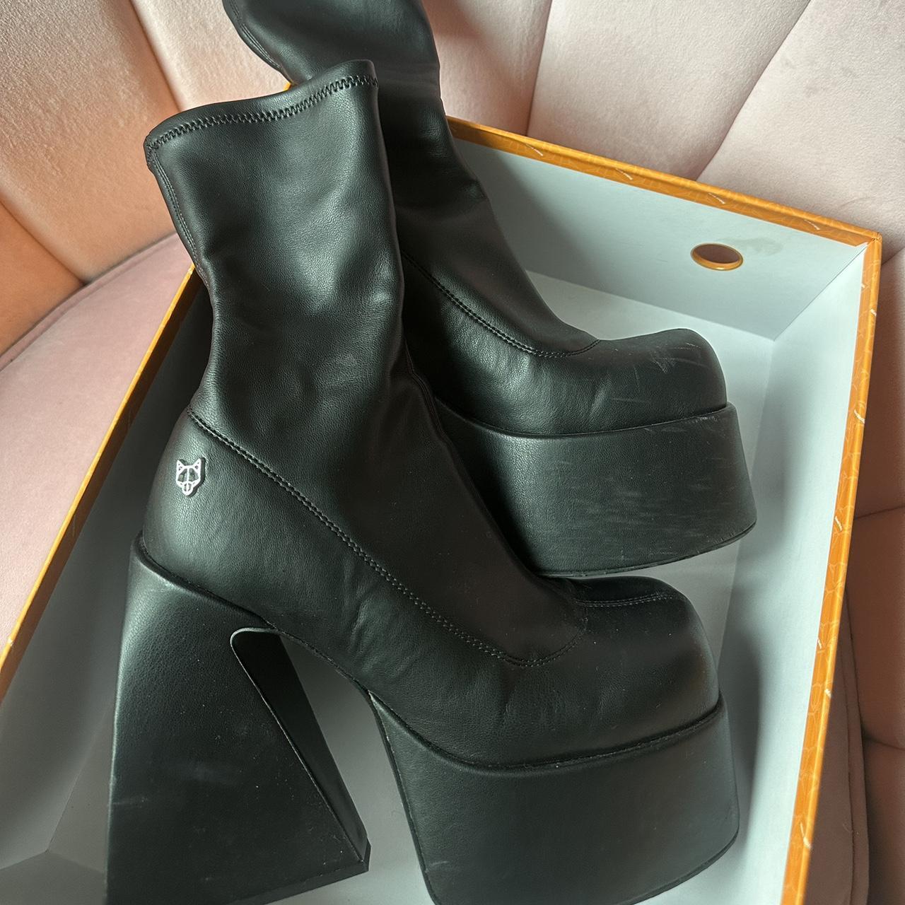 Naked Wolfe Jade Black Stretch Boots Size 7 Worn A Depop