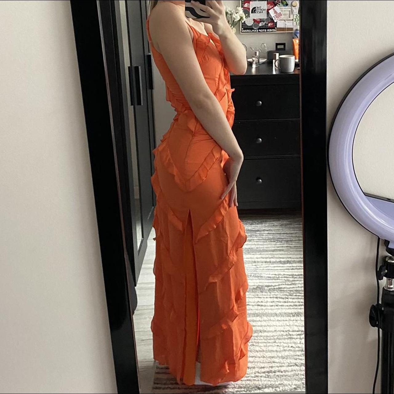 In The Style Perrie Sian Ruffle Detail Maxi Dress - Orange