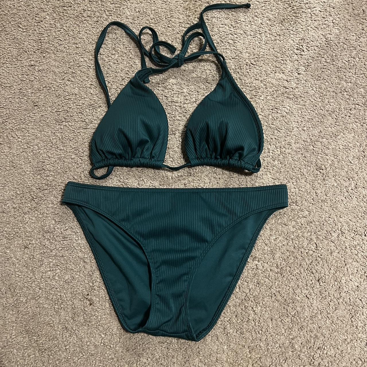 Green Tie Bikini Extra Large Top And Medium Bottom Depop