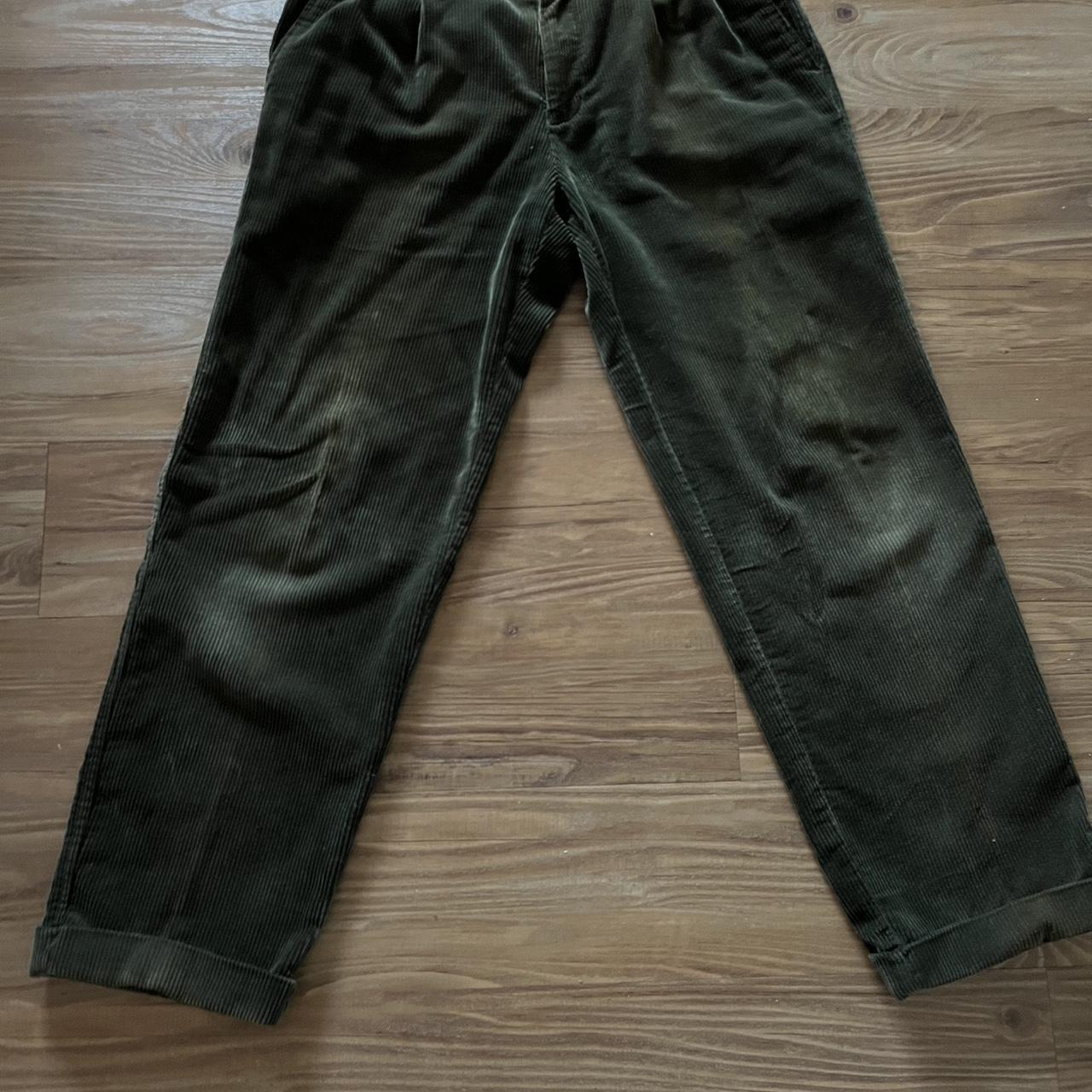 Lightly faded dark green corduroy pants. Size 32 but... - Depop