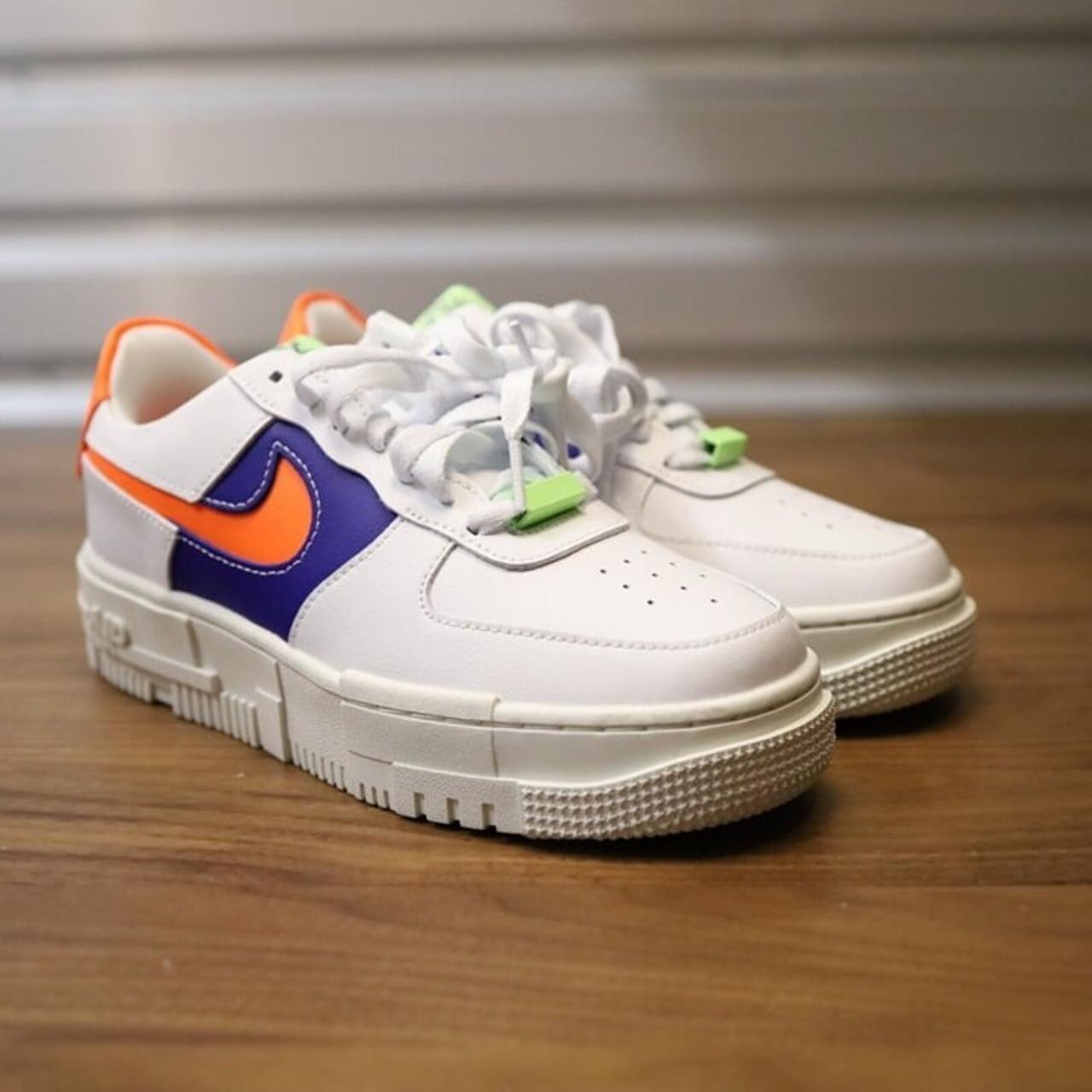 Nike Air Force 1 Pixel White Concord Crimson Depop