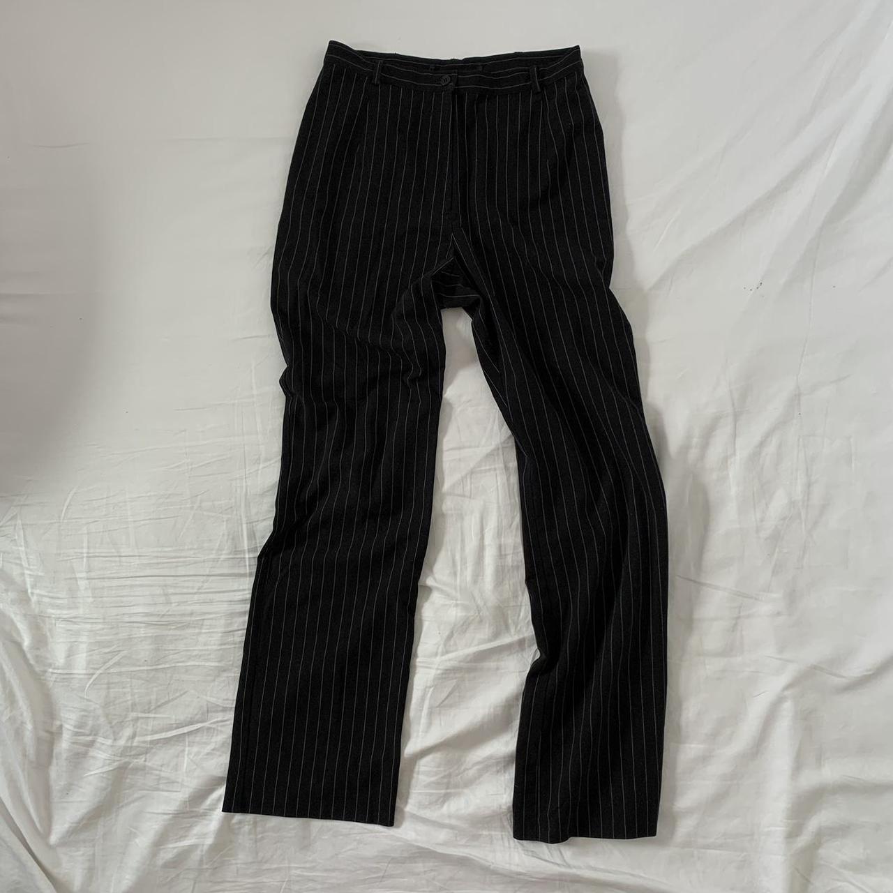 Formal black white pinstripe trousers. Label ~ Size... - Depop
