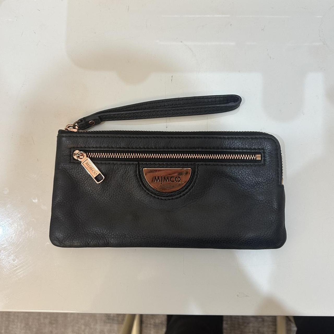 Mimco black leather wallet Used but kept in good... Depop