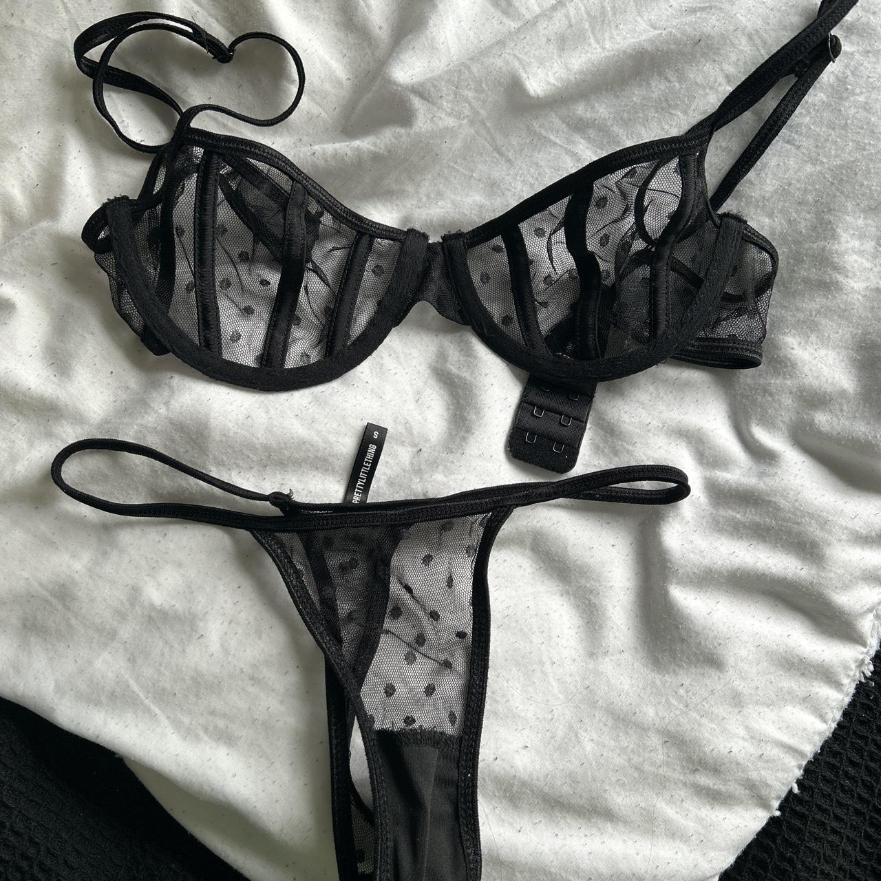 Black mesh underwear set size s Depop