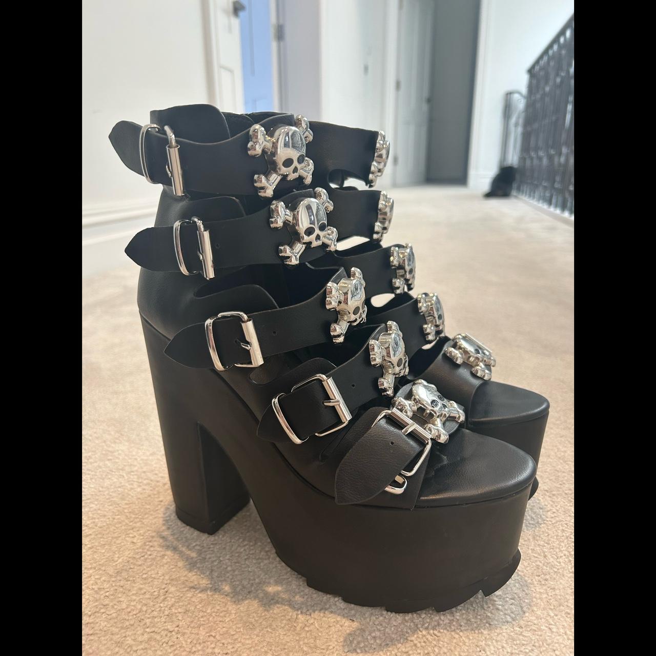 Dolls kill skull and cross bone platform heels.... Depop