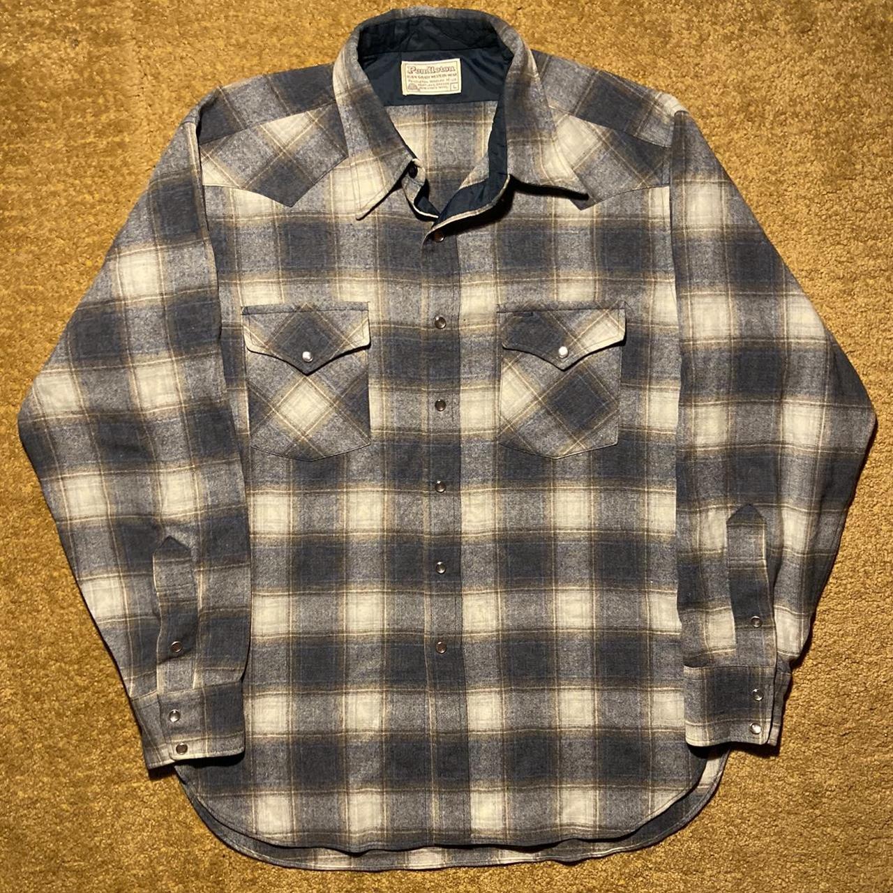 Pendleton Men's Tan and Grey Shirt | Depop