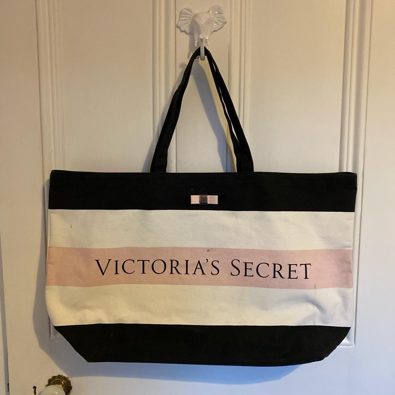 Victoria's Secret Women's Pink and Black Bag | Depop