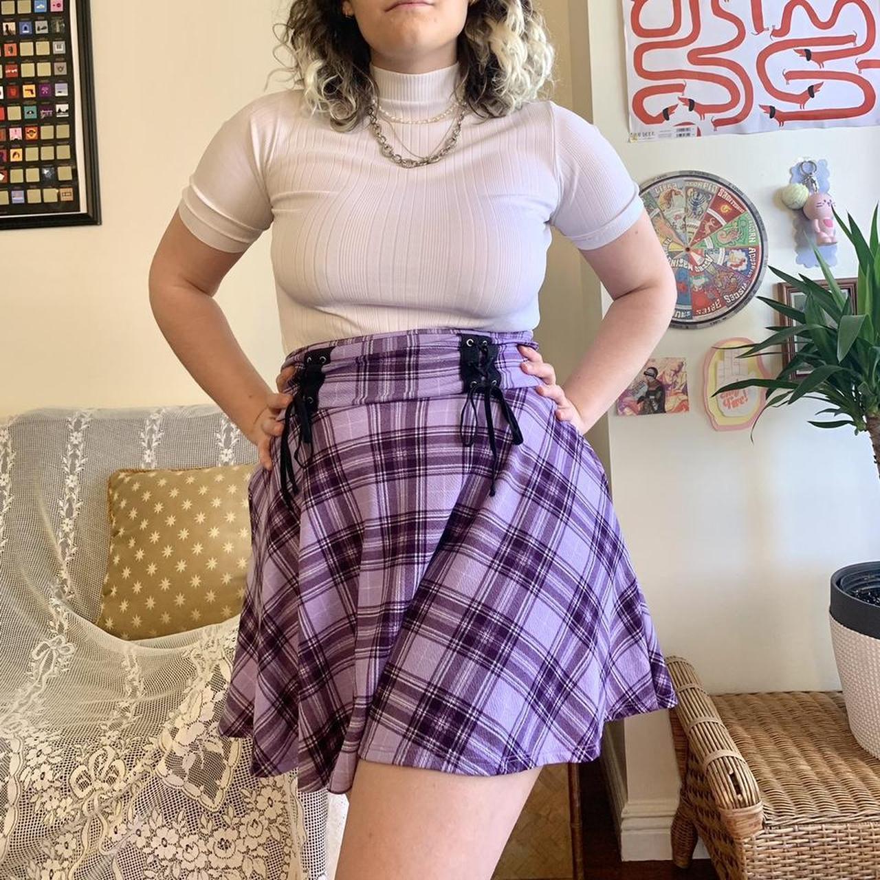 Dark purple 2024 plaid skirt