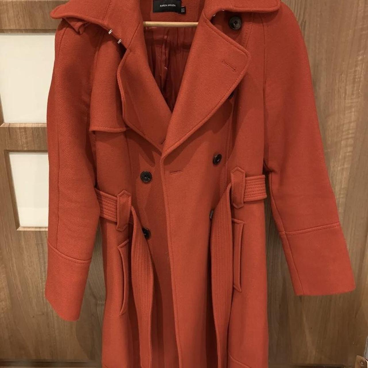 karen millen red wool coat women’s size 14 worn a... Depop