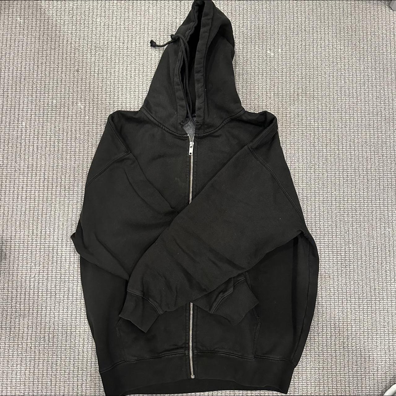 BRANDY MELVILLE black oversized zip up hoodie... - Depop