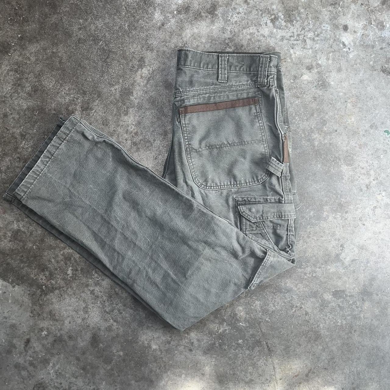 2000s Wrangler Riggs Workwear cargo grey pants... - Depop