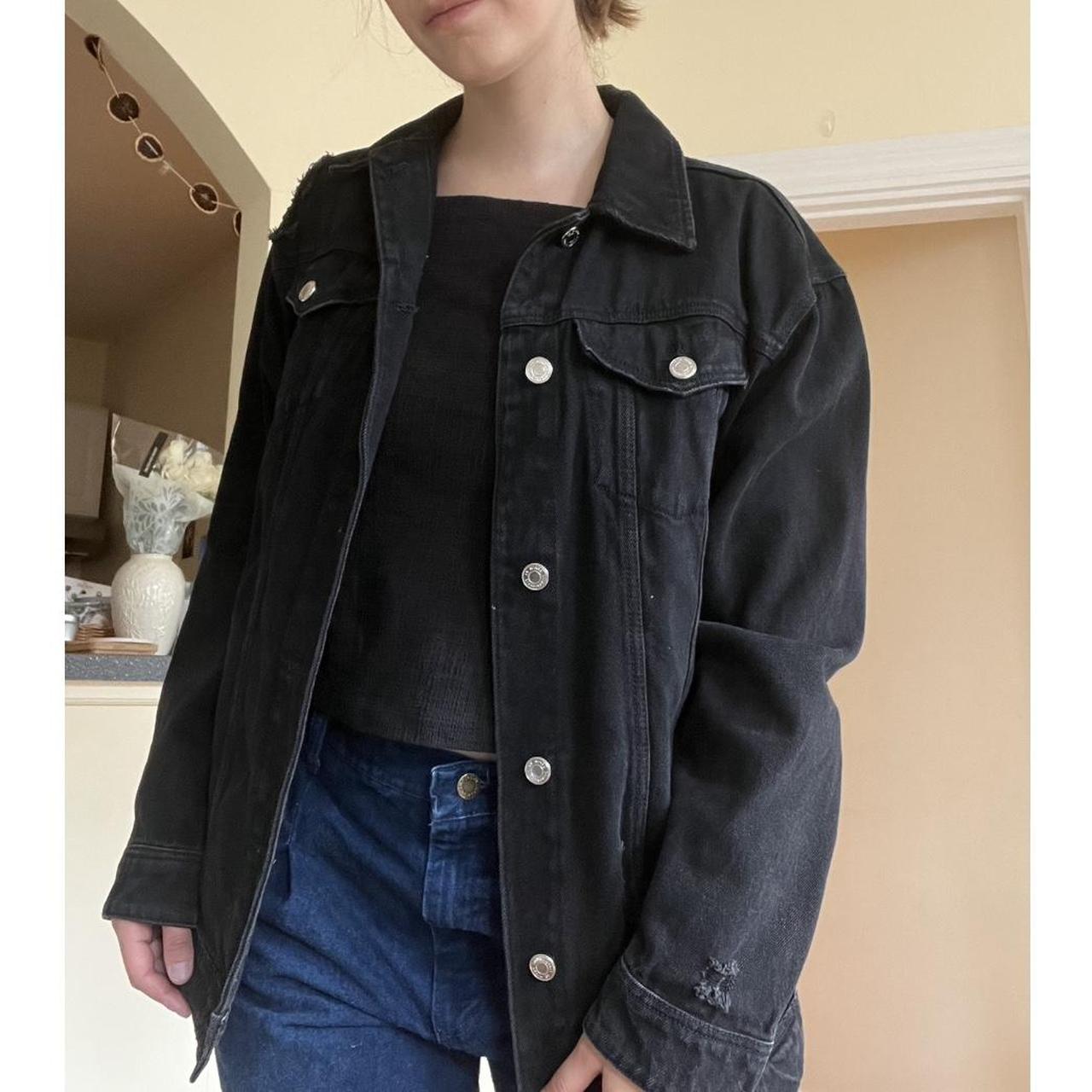 Black ripped oversized denim 2024 jacket