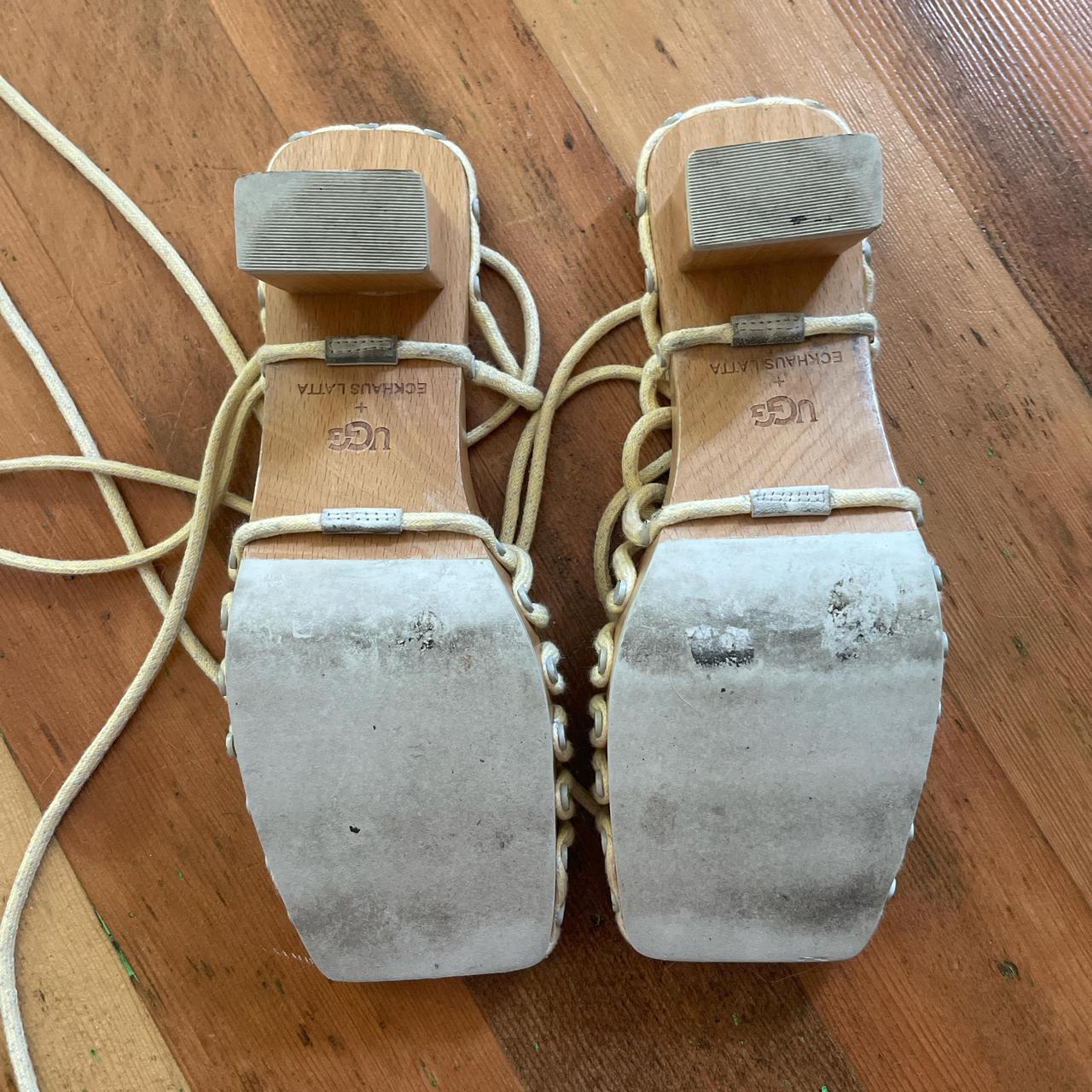 Ugg X Eckhaus Latta cream and tan lace up rope mule | Depop Ugg X Eckhaus Latta cream and tan lace up rope mule | Depop