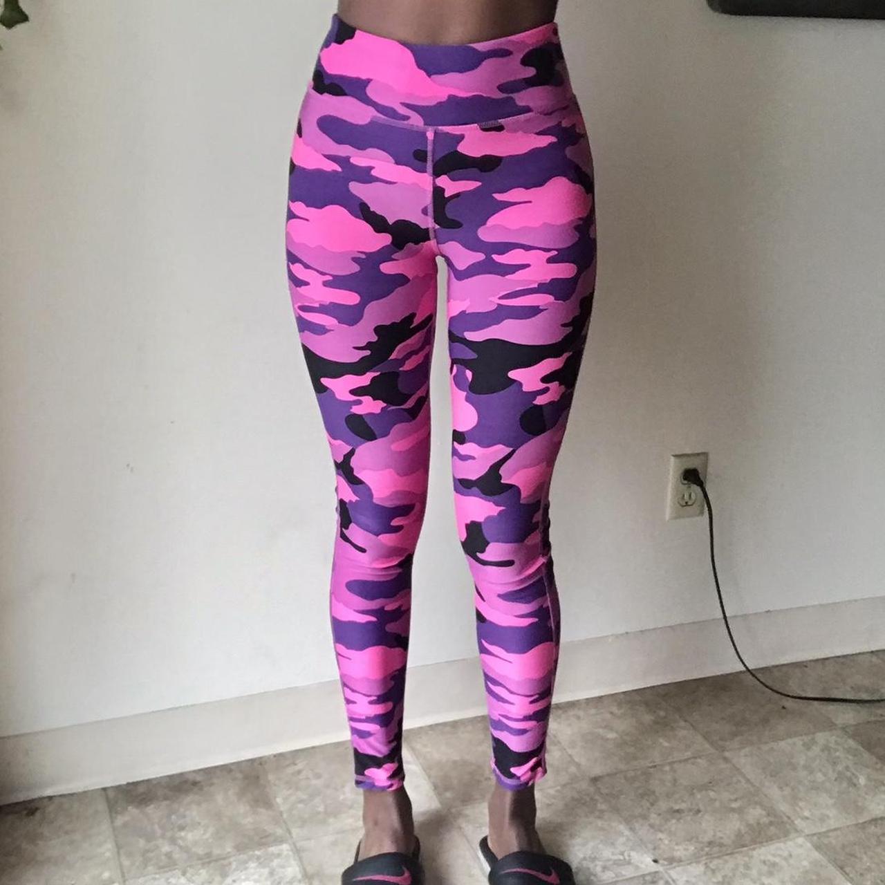 Pink camo leggings. Womens size small. So cute and - Depop