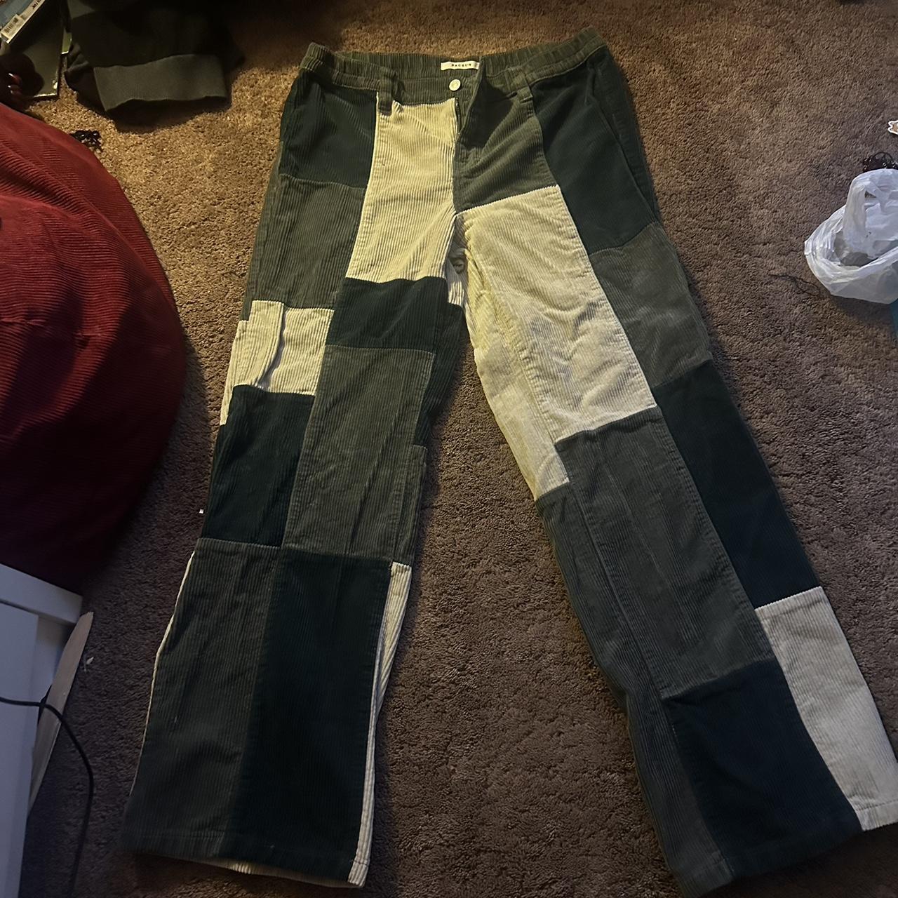 PacSun Women's Green and White Trousers | Depop