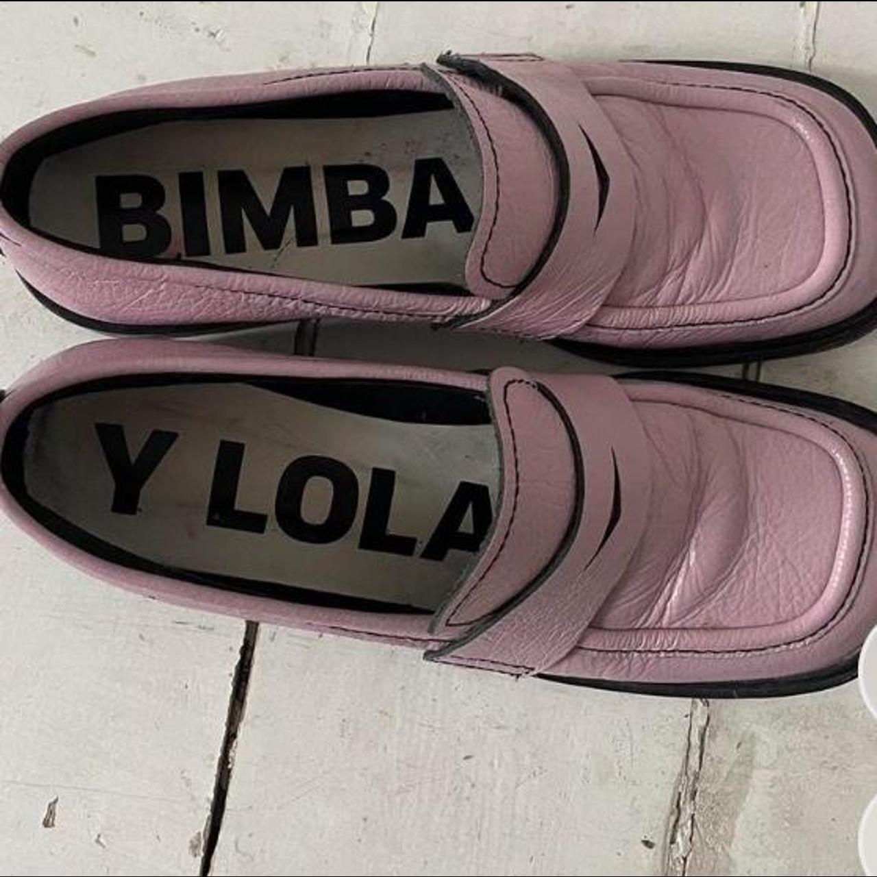 Bimba y Lola pink leather loafer moccasins Square Depop