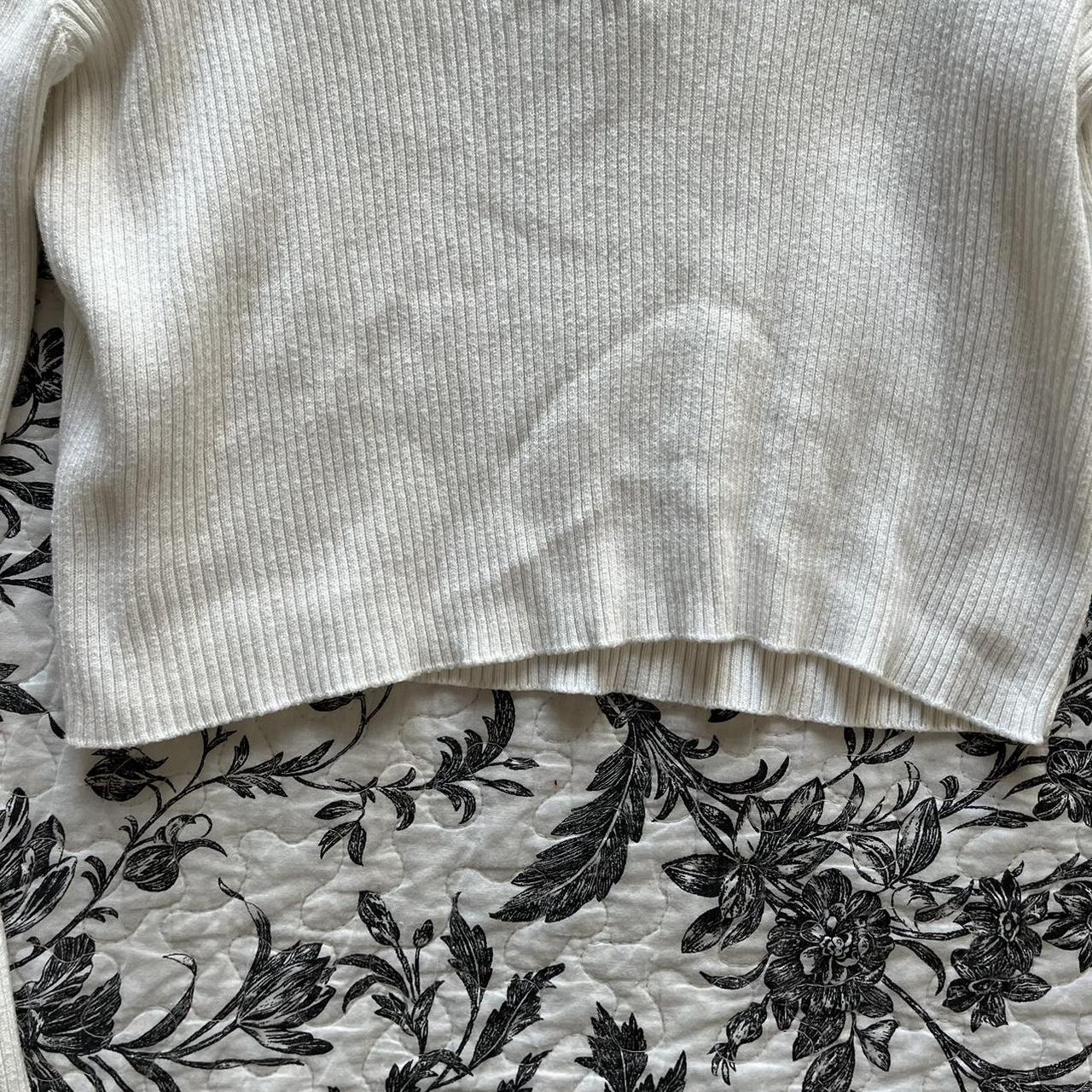 Brandy Melville Ribbed White Cropped Sweater Top... - Depop