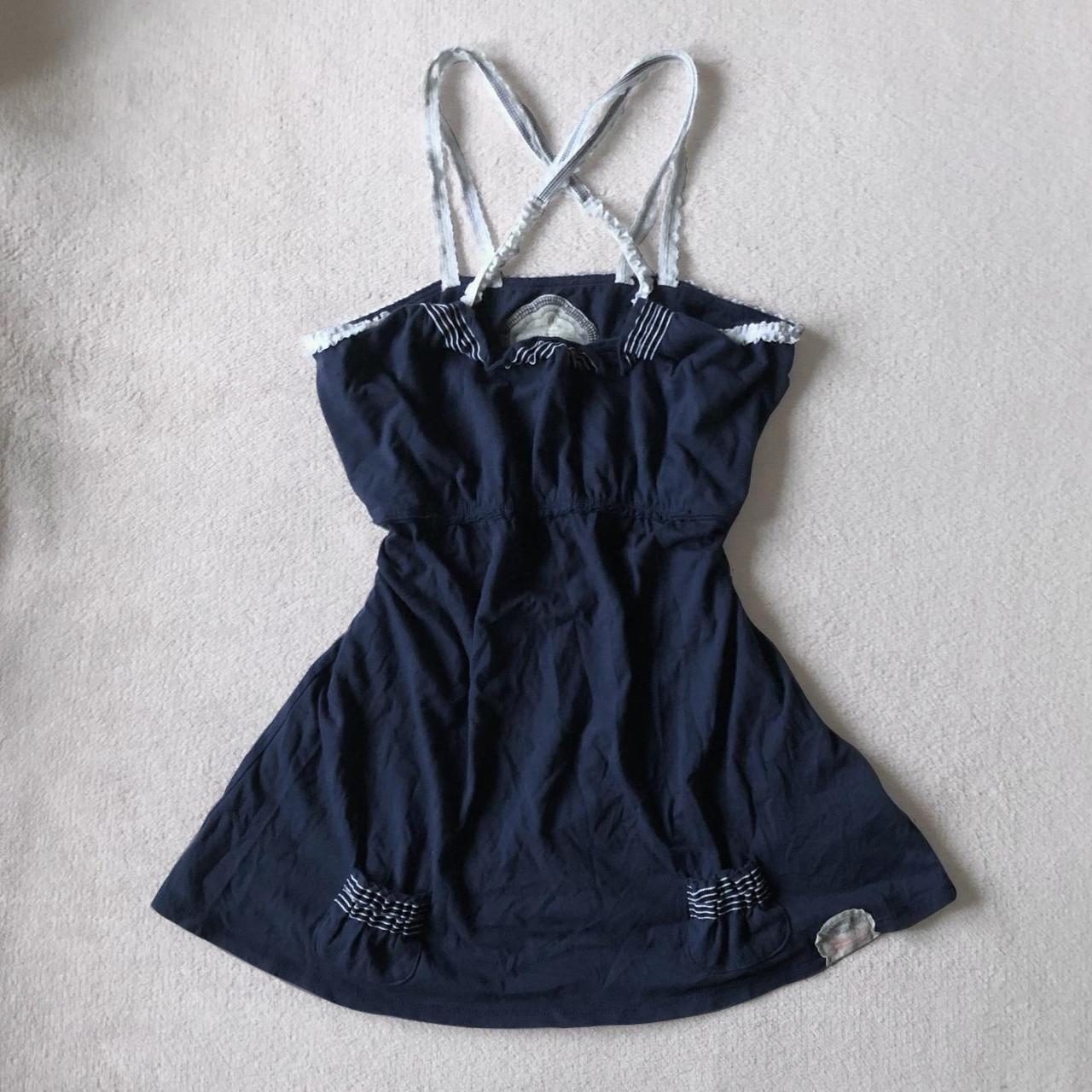 vintage superdry navy blue lace trimmed babydoll... - Depop