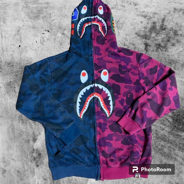 Bape hoodie purple blue sale