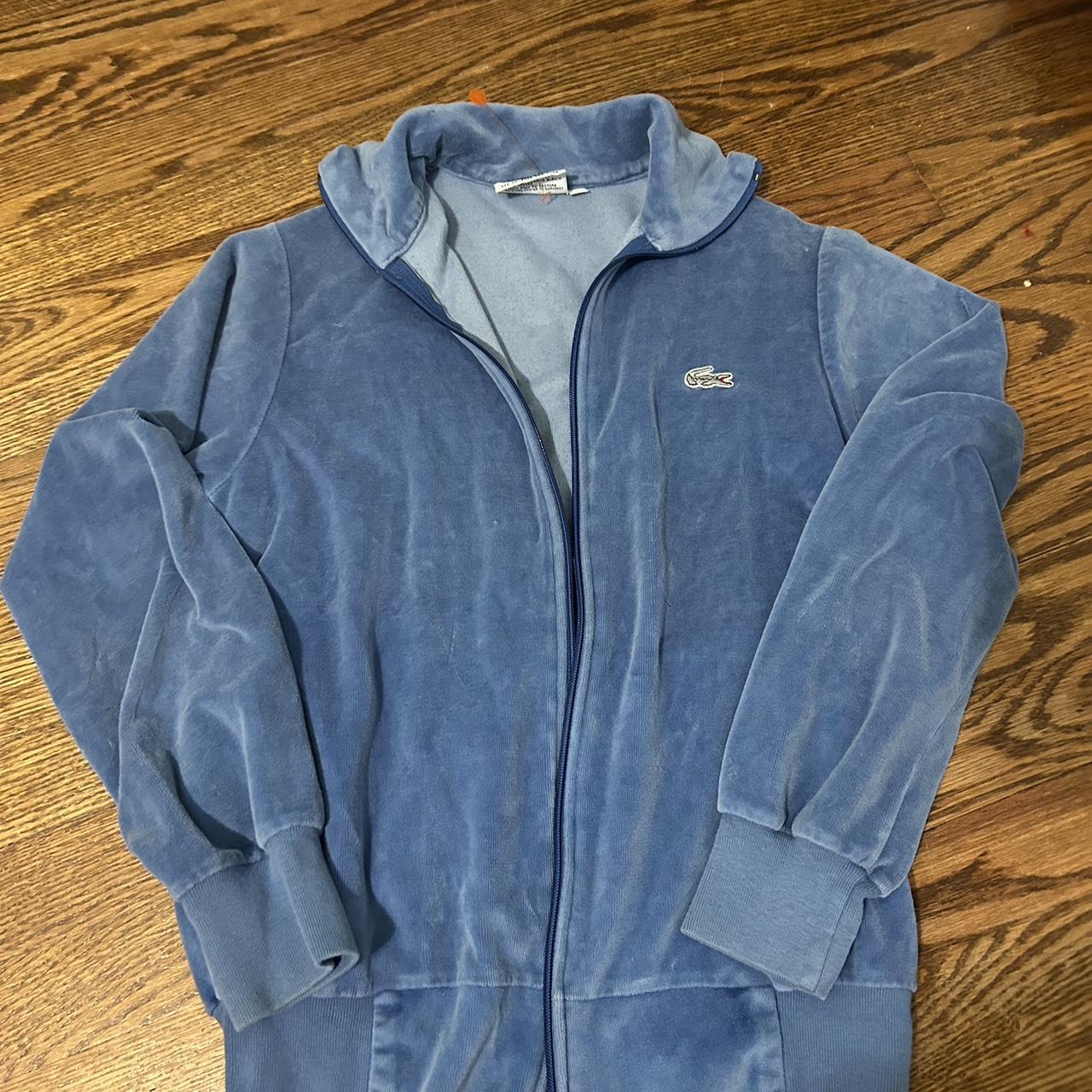 IZOD Lacoste y2k style velveteen zip up - Depop