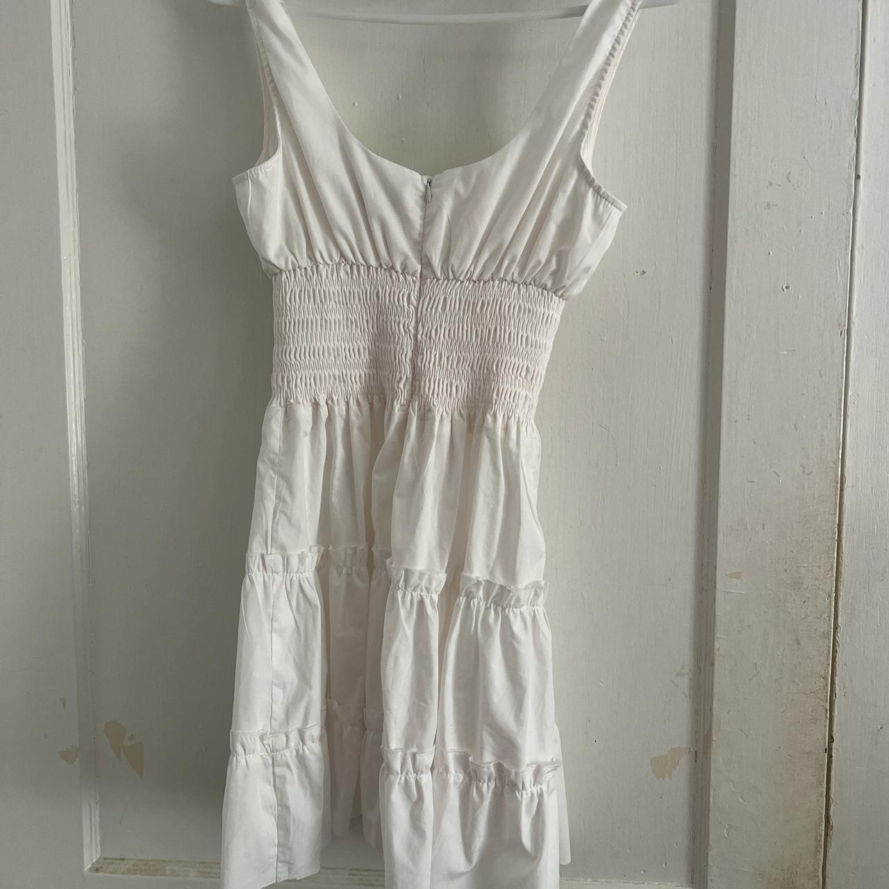 White milk maid dress cut to be shorter so hem is a... - Depop