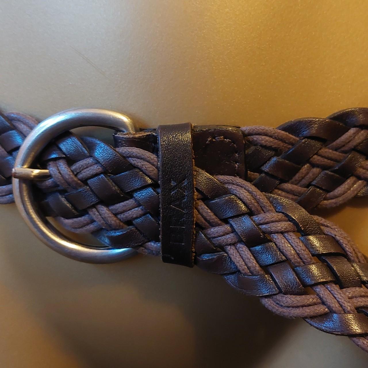 Lovely brown leather cord & strip plaited Brax belt... - Depop