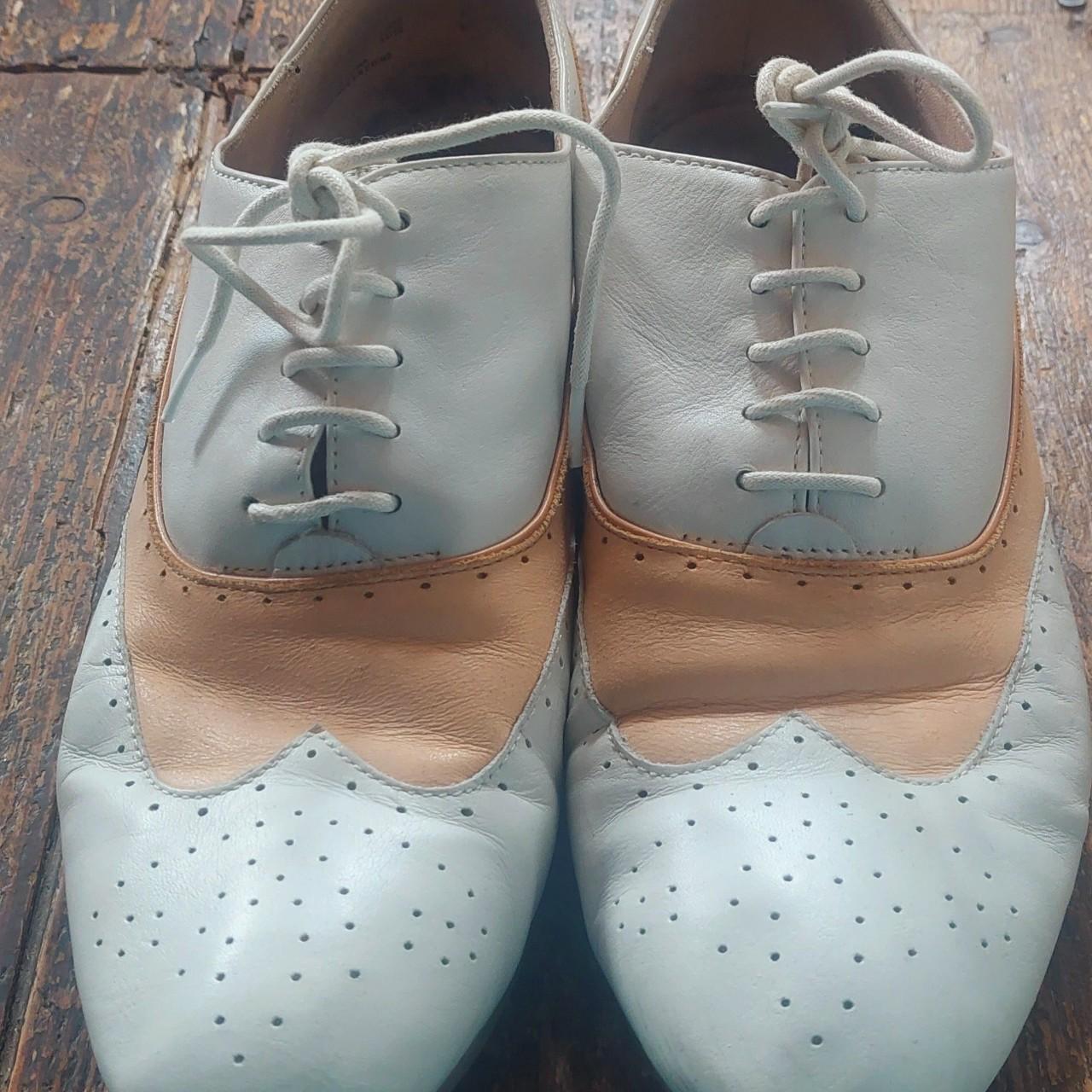 Lovely white pink soft leather brogue style lace up Depop