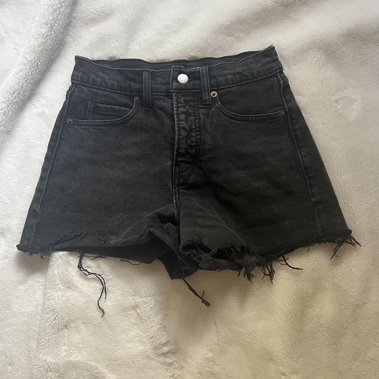 Black High rise jean shorts - Depop