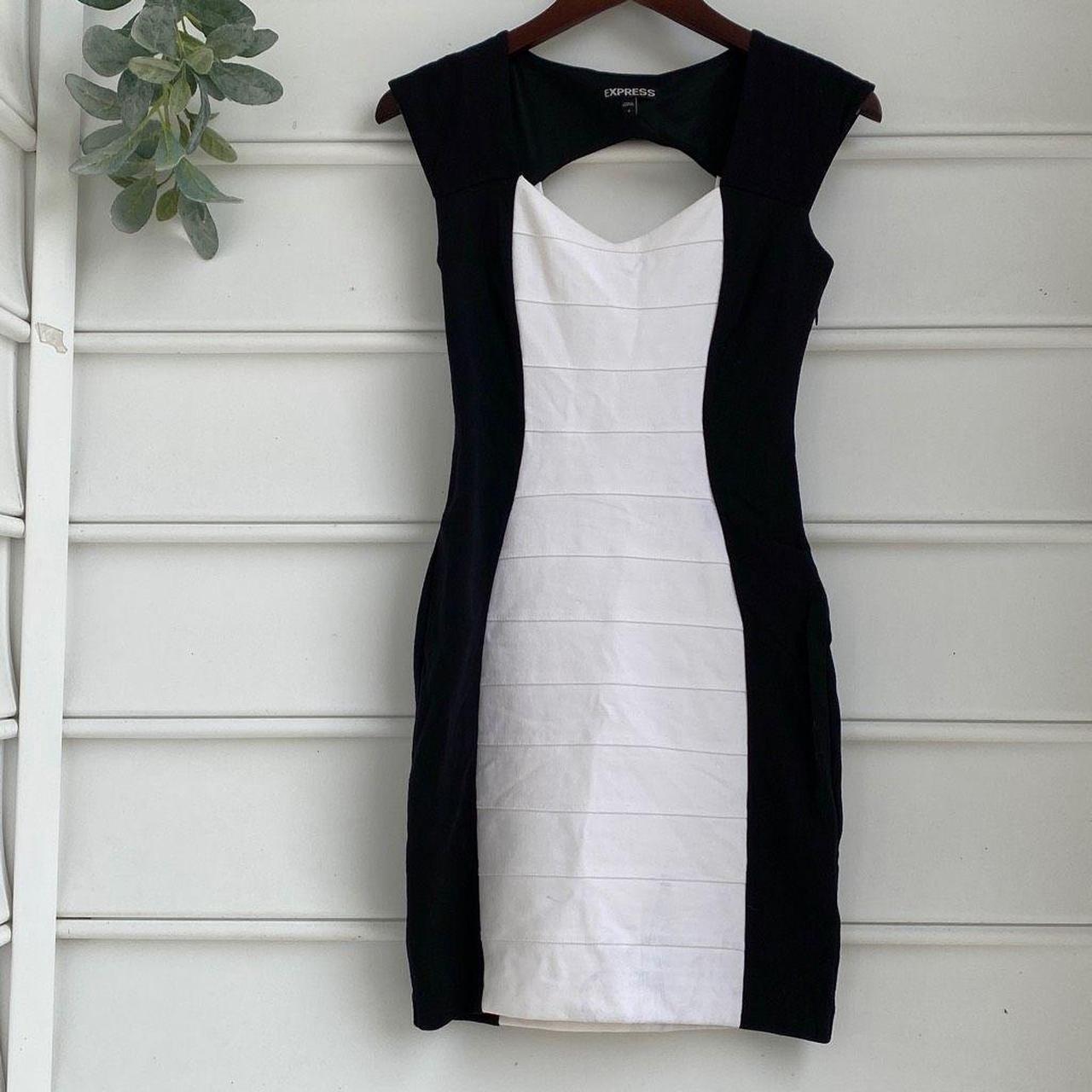 Express black and white hotsell striped dress