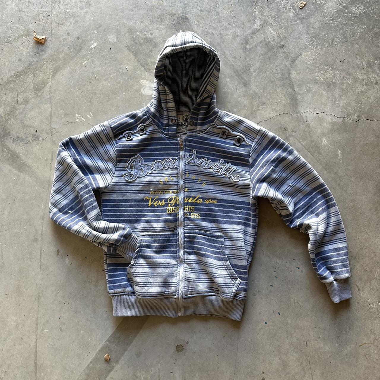 Light Grey & Blue Brandy Melville Zip Up... Depop