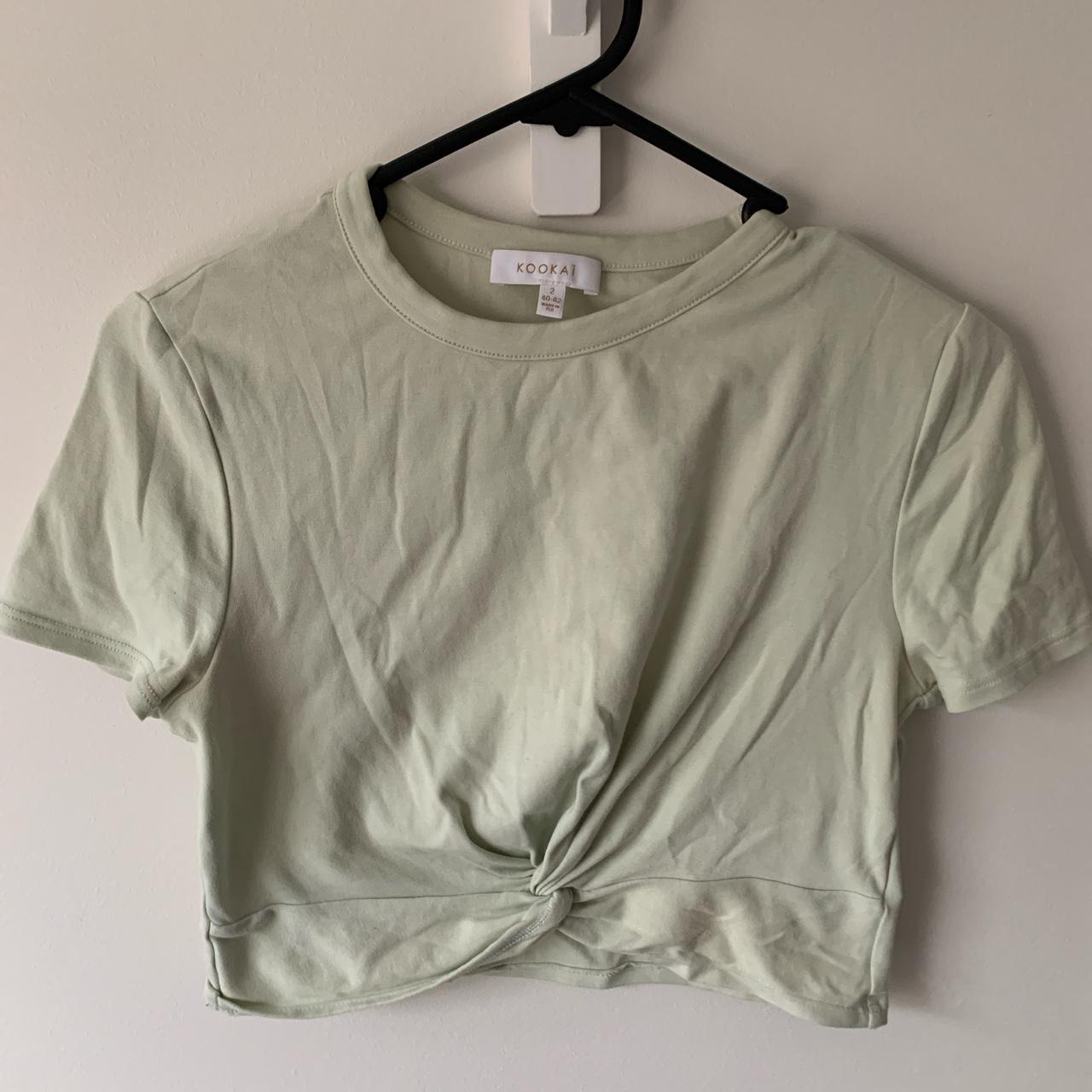 KOOKAI GREEN CROPPED TEE - like new, worn once -... - Depop