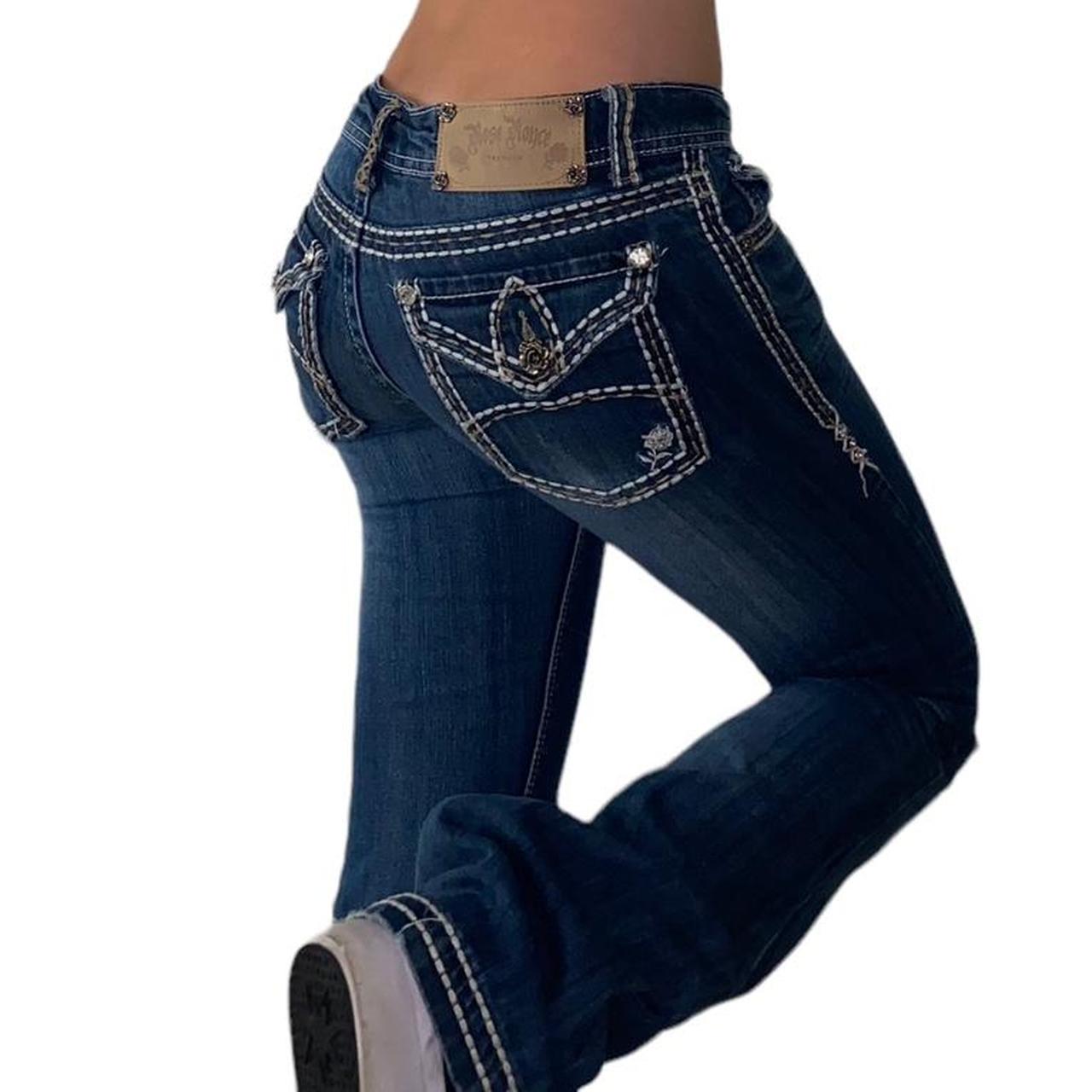 Women's Blue and Tan Jeans Depop