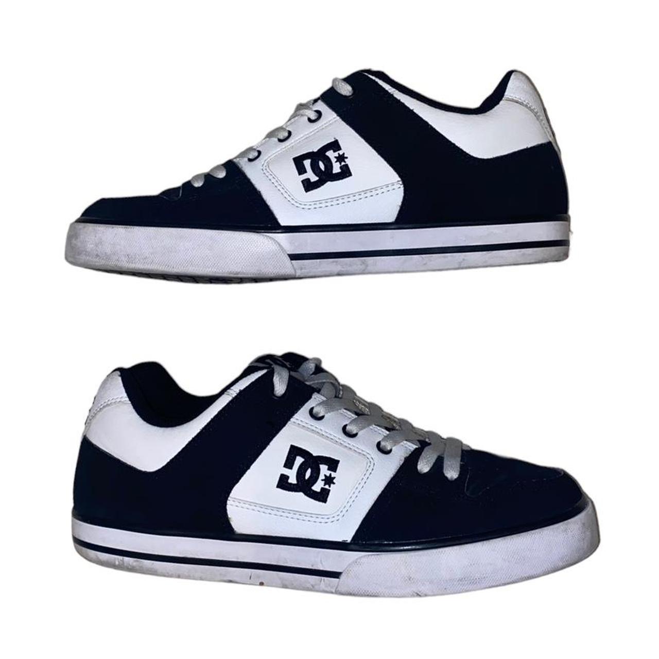DC Shoes Men's Black and White Trainers Depop