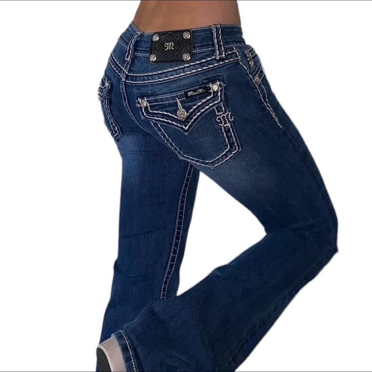 Miss Me Women's Blue and White Jeans Depop