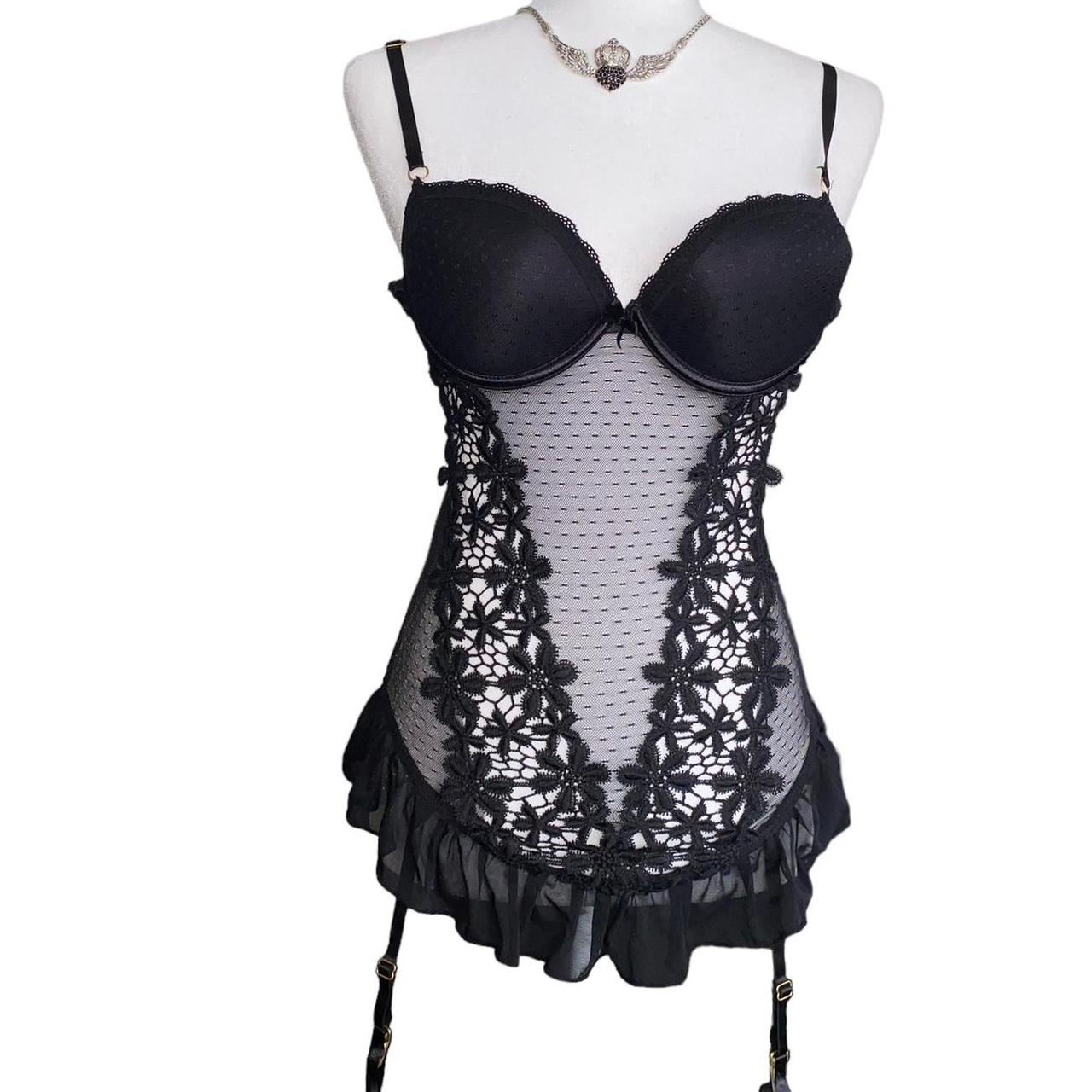 The most adorable little y2k black sheer mesh corset - Depop