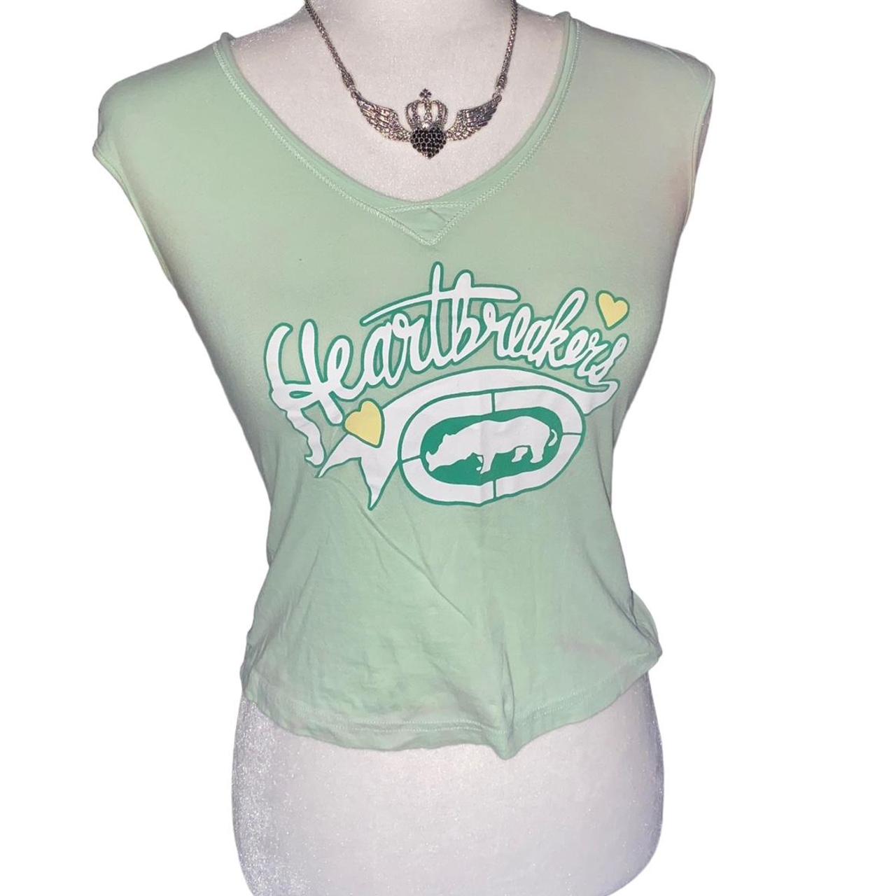 y2k Ecko Unltd baby tee chest green heart breakers... Depop