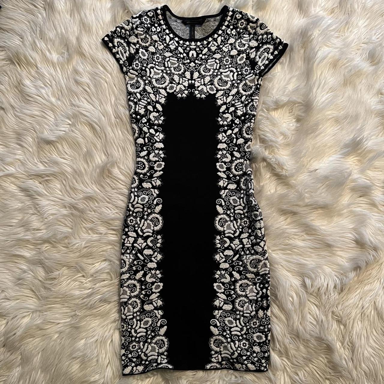 Black and white bodycon cocktail dress from... - Depop