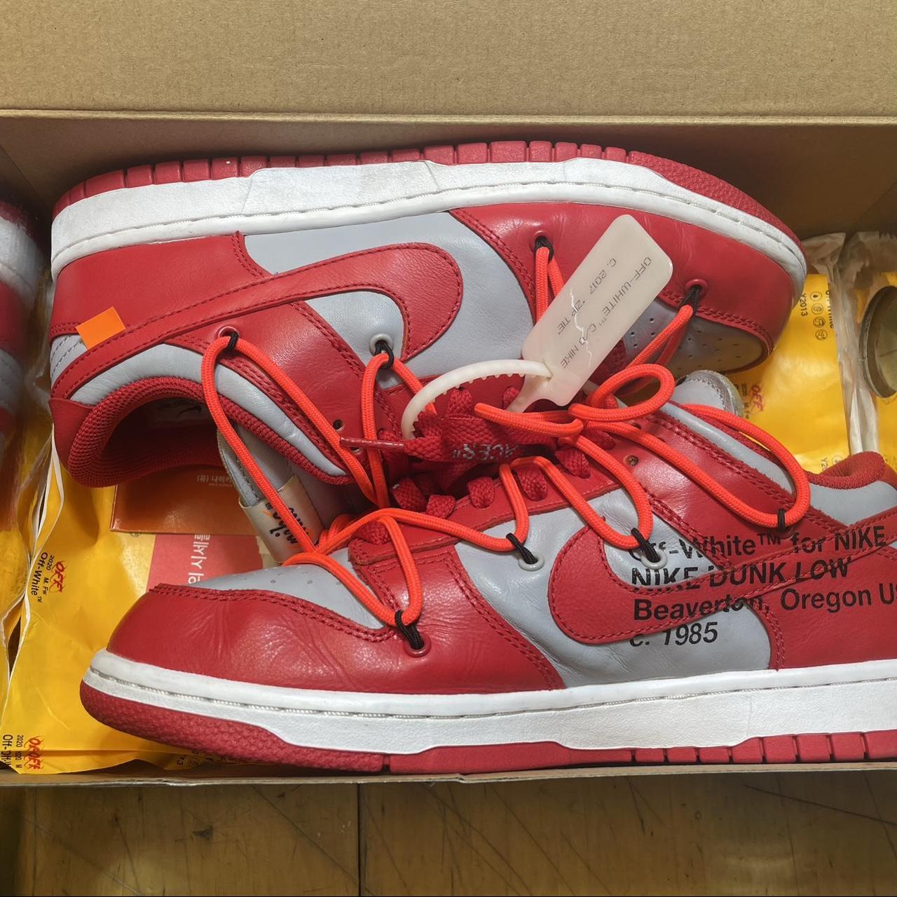 Nike Off-White x Dunk Low 'University Red' #nike... - Depop