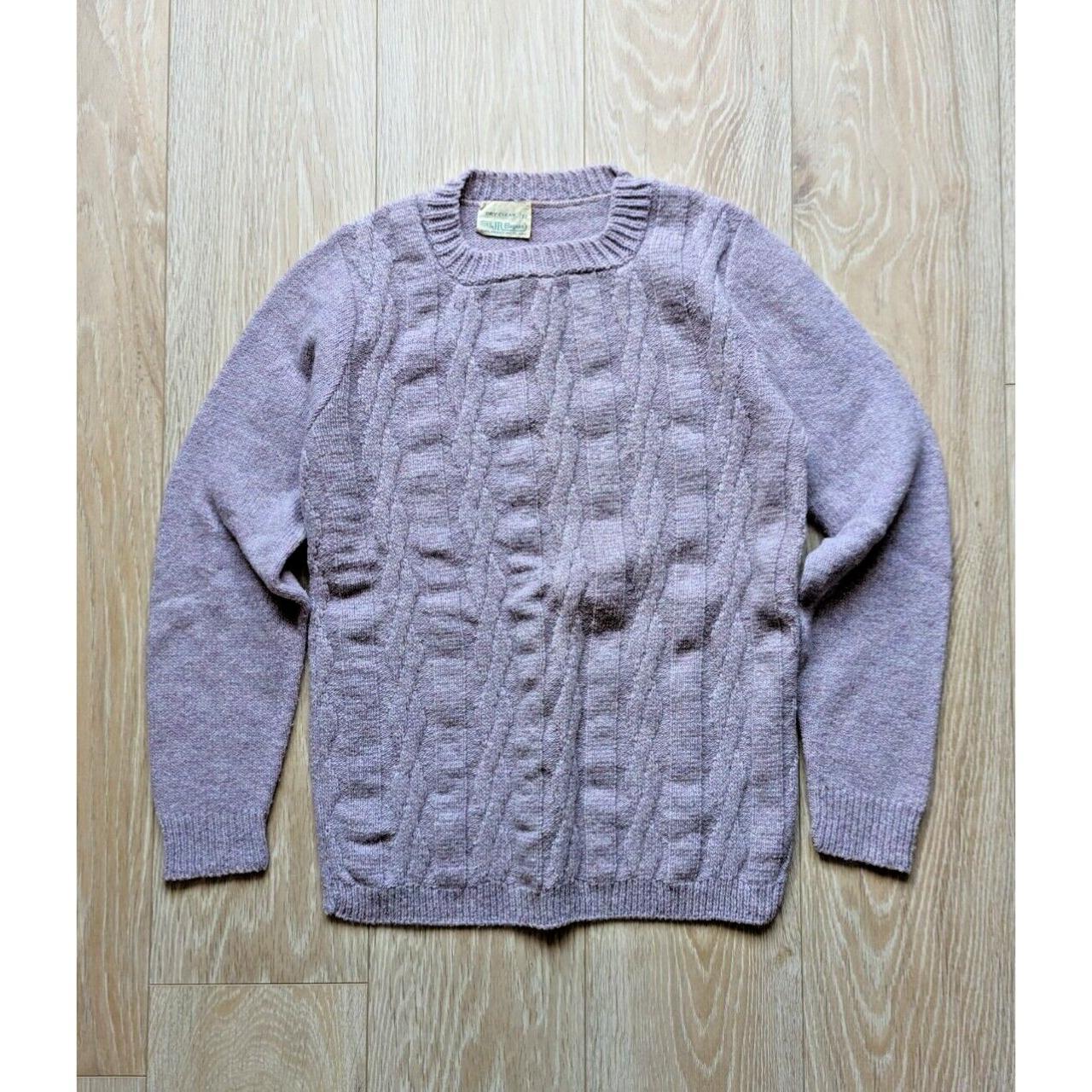 Sears Vintage 70s Lavender Chunky Cable Knit Wool... - Depop