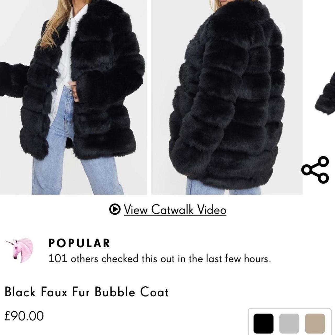 Pretty little thing black faux fur bubble coat