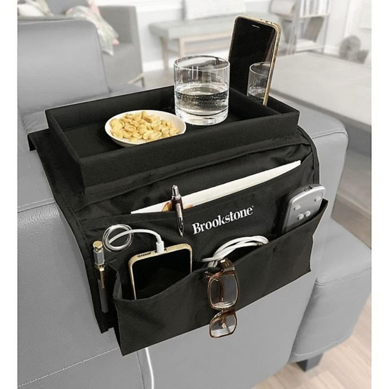 Brookstone Armrest Organizer w TV Tray Features Depop