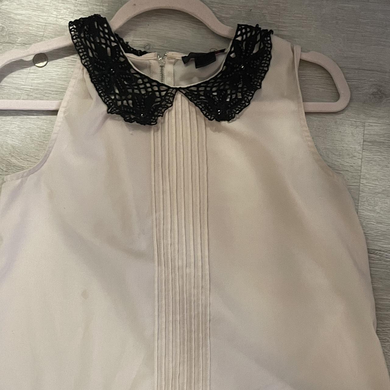 Cute see through white tank with pleats and lace... - Depop