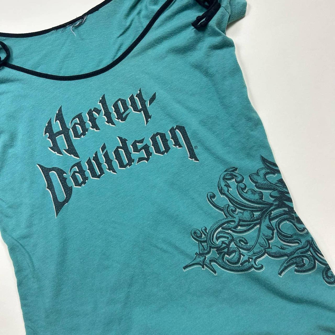 Harley Teal Top Harley Davidson Teal Lace Up Depop