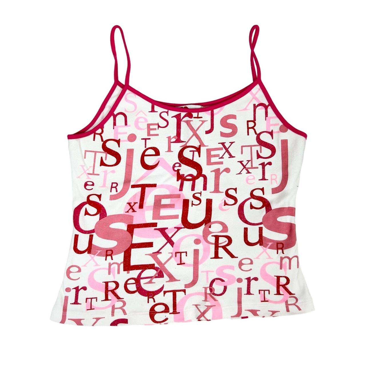 Euro vintage Sex cami Y2k Sex alphabet glitter cami... - Depop