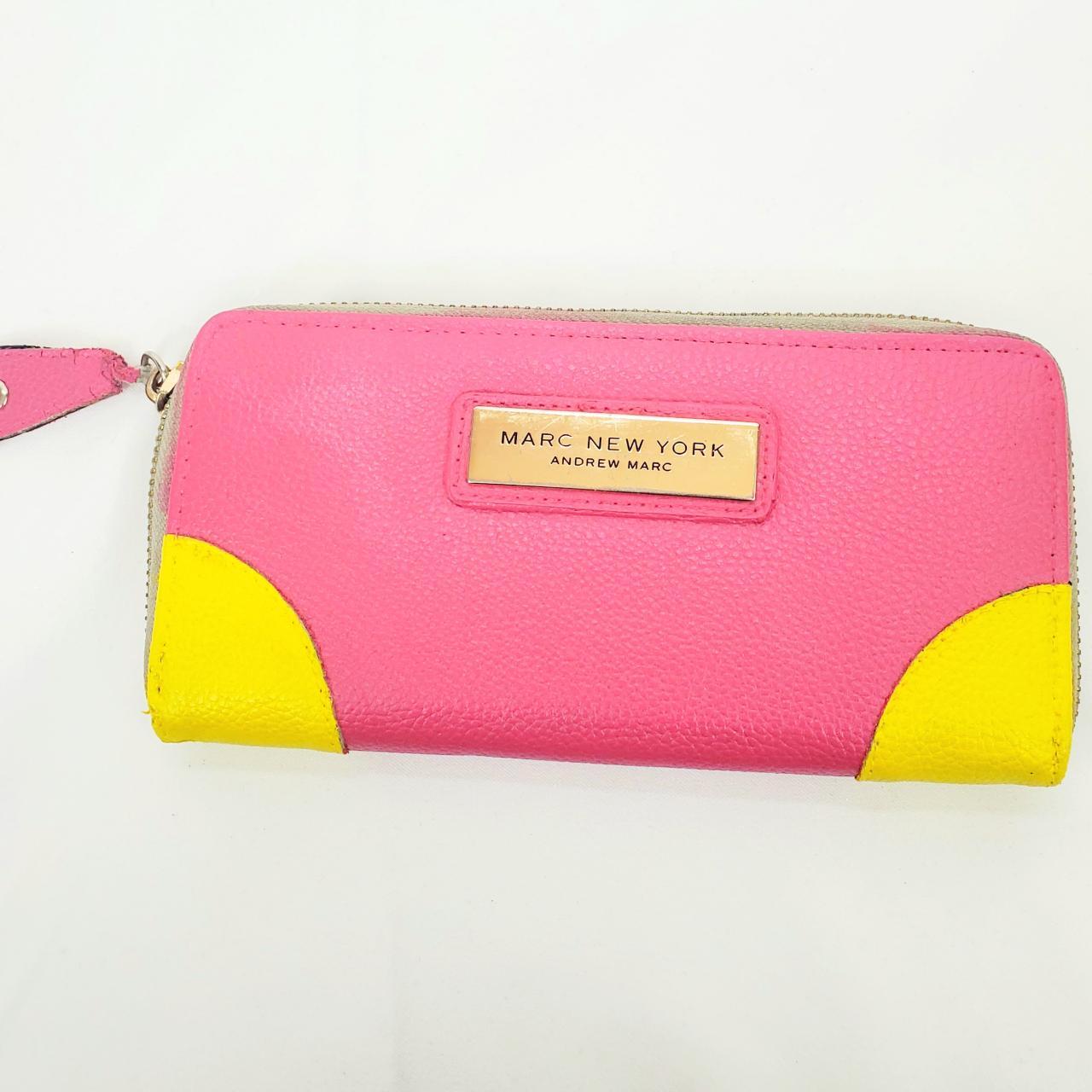 Andrew Marc Women's Pink and Yellow Bag | Depop